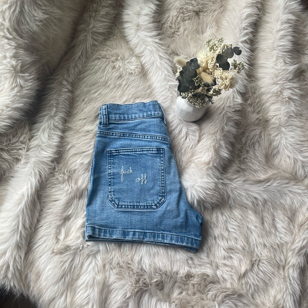 Madewell Embroidered Custom Denim Shorts